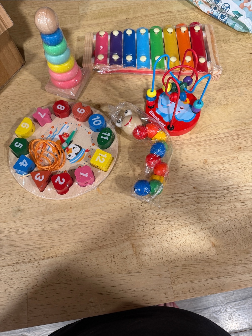 Wooden Rainbow Stacking & Learning Toy Set - Multi-Color